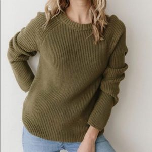 Cotton fisherman sweater -olive